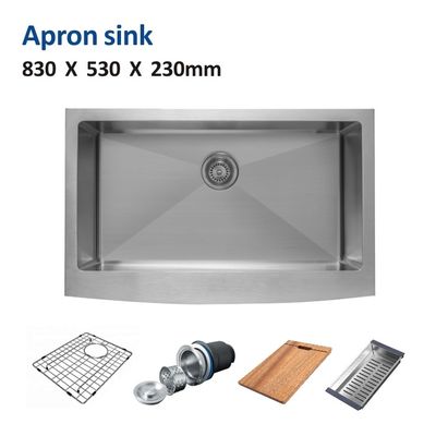 Single Bowl  Farmhouse Kitchen Sink 33x22 Inch , 16 Gauge Curved Apron Front Sink
