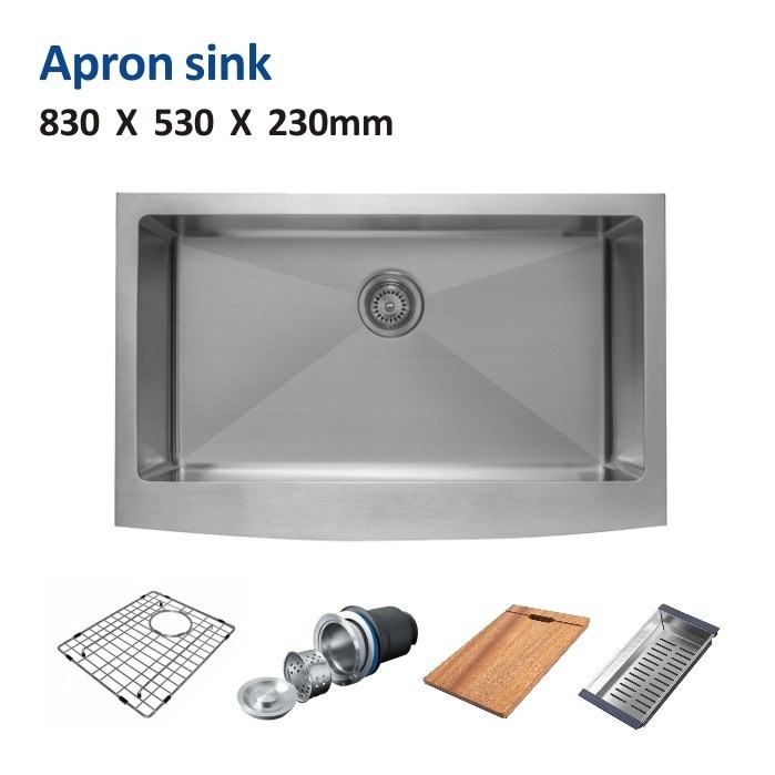 Single Bowl  Farmhouse Kitchen Sink 33x22 Inch , 16 Gauge Curved Apron Front Sink